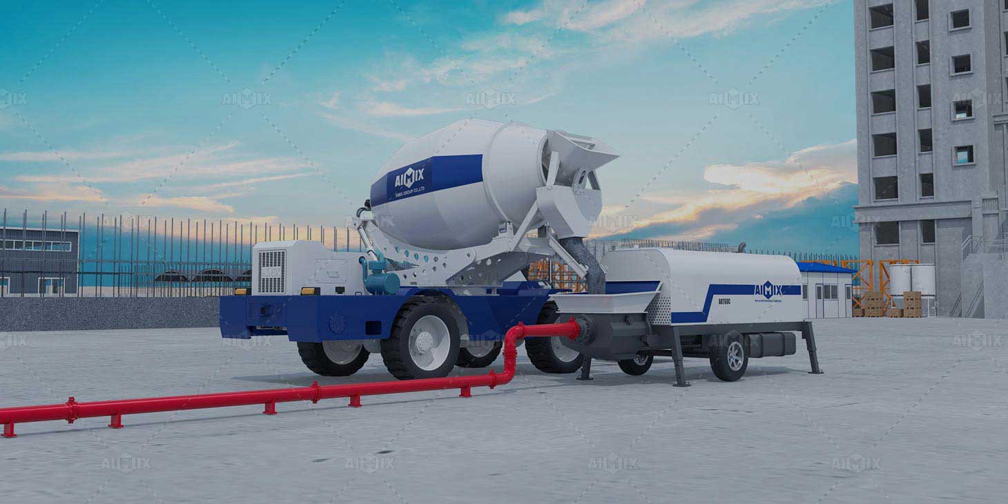 self loading concrete mixer and line pump